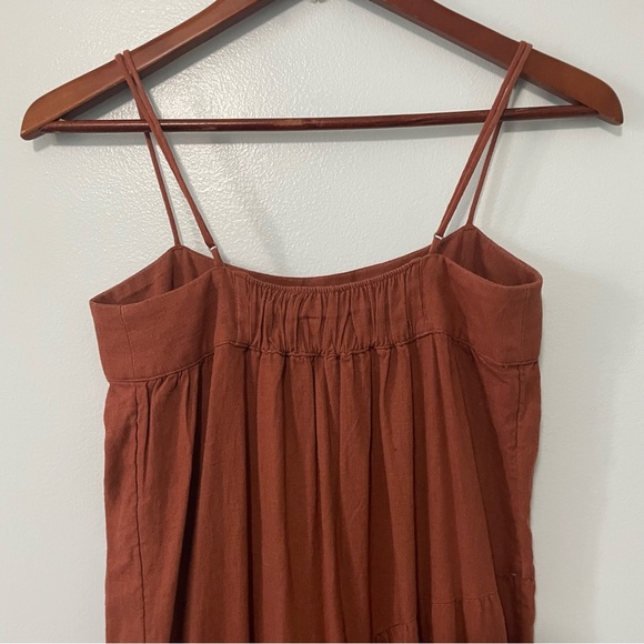 Abercrombie & Fitch Rust Adobe Linen Blend Tiered Maxi Dress Size XS - Picture 9 of 14